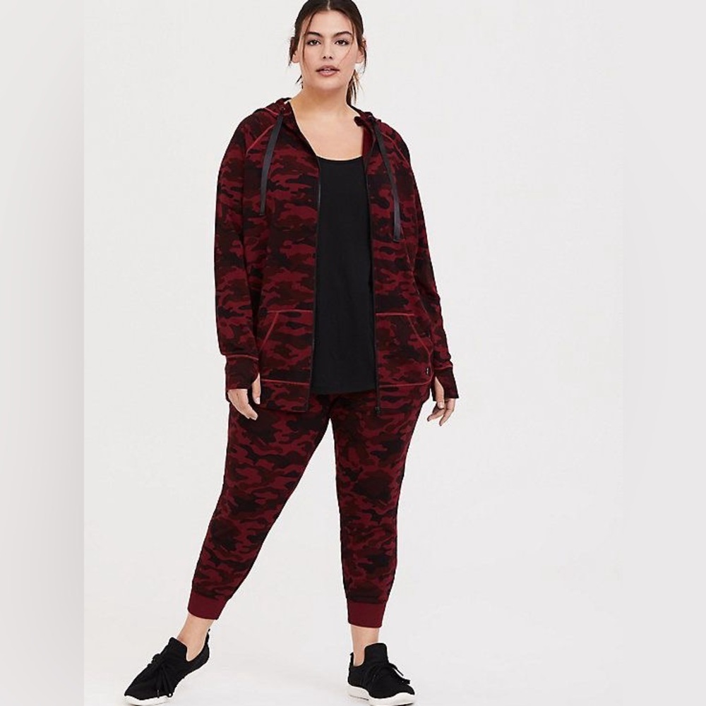 Torrid Red and Black Camo Jumpsuit - zip up hoodie and jogger pant